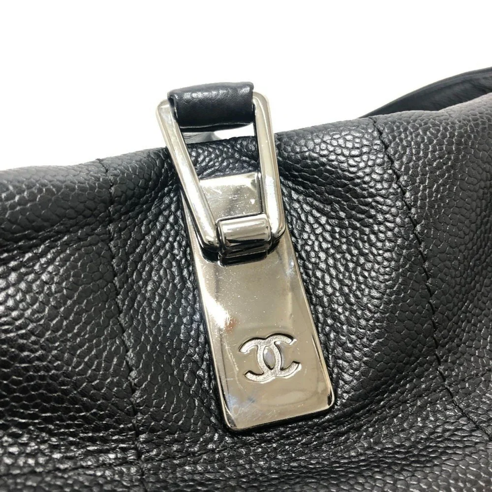 CHANEL Black Caviar Leather Boston Bag
